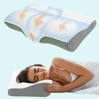 Elegear Nackenstützkissen nackenkissen orthopädisch, memory foam kissen, orthopädisches kissen, Füllung: Memory Foam, Bauchschläfer, Rückenschläfer, Seitenschläfer, 60 x 34 cm Ergonomisches Schlafkissen mit Kissenbezug