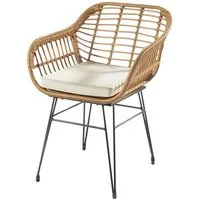 Kobolo 4-Fußstuhl Gartensessel Gartenstuhl RETRO inklusive Kissen (Polyrattan, 1 St)