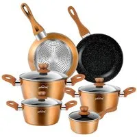 HOMELUX Topf-Set Induktions Töpfe Set Classic Antihaftbeschichtung Kochtopfset, Aluminium (Kochgeschirr-Set, 10-tlg., 3x Kochtopf, 2x Bratpfanne,1x Saucentopf,4x Glasdeckel), Induktionsgeeignet