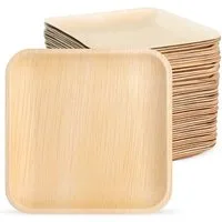 wisefood Einwegteller Palmblatt-Teller, quadratisch, 20 x 20 cm, (100 St)