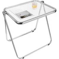 JEOBEST Klapptisch Kleiner Tabletttisch, klapptisch Snack Tisch, Beistelltisch, aus Transparentes Acryl & Metall, für kleine Räume