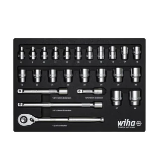 Wiha Ratschenschlüssel Set 1/2 zoll 25-teilges Set in Schaumeinlage - 44740