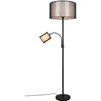 TRIO Leuchten Stehlampe BURTON, getrennt schaltbar, Leuchtmittel wechselbar, Stehleuchte mit Lesearm, Deckenfluter Doppelschirm Textil, Höhe 174 cm