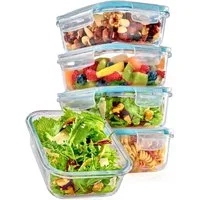 Praknu Frischhaltedose Glasbehälter mit Deckel - 4er Set Frischhaltedosen - 500 ml, Spezialglas, (4er Set), Glasbehälter zum Einfrieren - Spülmaschinenfest - BPA frei