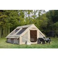 i@home aufblasbares Zelt Luftzelt wasserdicht, Personen: 8 (12 m², UPF50+ UV-Schutz, 300D Baumwollgefühl, 1 tlg., mit 3D-Moskitonetzen, 2 Türen, 6 Fenster), Campingzelt Schneller Aufbau, ohne Stangen L × B × H: 3 × 4 × 2 m