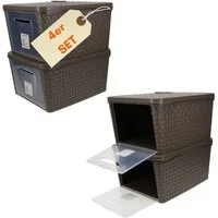 GarPet Aufbewahrungskorb 4er Set Aufbewahrungsbox mit Deckel Schrank Organizer Kleiderschrank