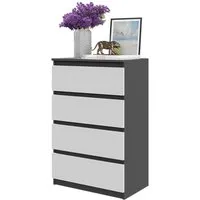 Furnica Kommode GABRIEL 4 Schubladen - Anthrazit Grau H92cm B60cm T33cm