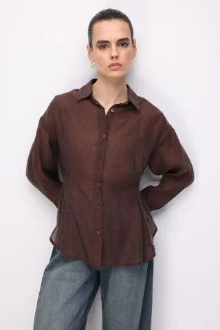 Fitted Texturiertes Button-Up Hemd