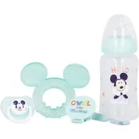 Disney Babyflasche Disney Baby Mickey Maus Flasche Schnuller Schnullerhalter und Beißring, Geschenkverpackung