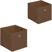 IDIMEX Aufbewahrungsbox ELA (Set), Aufbewahrungsboxen im 2er Set, Regalboxen mit Griff 27x27cm braun
