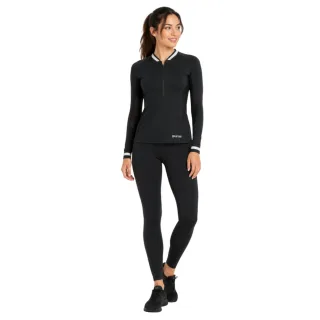 Skins - Base Layer Oberteil für Damen, mit kurzem Reißverschluss (Schwarz)
