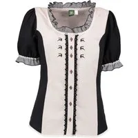 OS Trachten Trachtenbluse Shine Bluse mit Rundhalsausschnitt, Rüschen und Puffärmeln