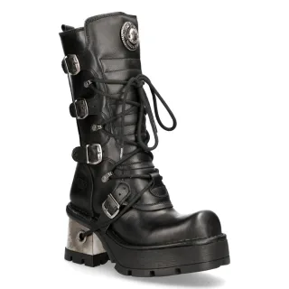New Rock Damen-Leder-Gothic-Mittelstiefel mit mittlerer Wade-373-S33