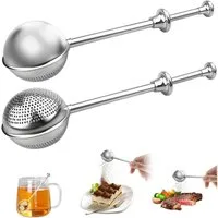 FOUORTUNATE-BEE Teesieb Teezange 2 Stück Teesieb für Losen Tee, (Teaballs mit Teleskopgriff, Teeei 304 Edelstahl, Teezange, Tee Sieb, Tea Infuser, Edelstahl-Mehlsieb-Staubwedel - Zucker, Mehl, Gewürze, Kakaopulver, 2-St)