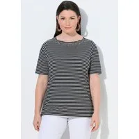 Ulla Popken T-Shirt T-Shirt Ringel U-Boot-Ausschnitt Halbarm