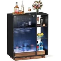 VASAGLE Sideboard Weinschrank mit Beleuchtung, Sideboard mit LED, 42 x 88 x 105 cm (T x B x H), bis 52,2 kg