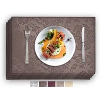 Vivi Idee Platzset Geprägte luxuriöse Tischsets Tischmatte Kunstleder, abwischbar, wasserdicht, Anti-Rutsch, beidseitig, 46 x 31 cm, 4er Set