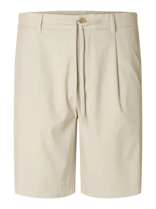 SELECTED MEN - SLHREGULAR-LEROY PLEAT SHORTS NOOS light sand melange - Gr. - XXL