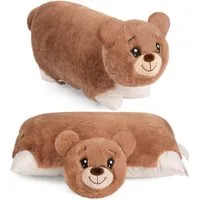 BRUBAKER Kuscheltier Kissen Bär - 2 in 1 Teddybär und Kuschelkissen - 40 x 30 cm Plüschtier (Tierkissen Stofftier Teddy, 1-St), aufklappbares Kinder Plüschkissen mit Klettverschluss