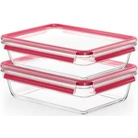 Emsa Frischhaltedose Clip&Close, Made in Germany, 2 Liter, Glas, (2-tlg), backofen-, gefrierfest, mikrowellengeeignet, (2 Dosen m. Deckel)