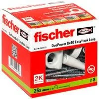 EasyHook Loop DuoPower 8x40, Dübel weiß, 25 Stück, mit EasyHook Öse