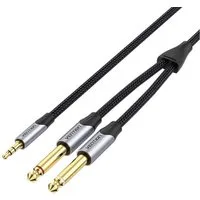 VENTION Kabel Audio - Miniklinke 3,5mm auf 2x 6,5mm - Audiokabel 1,5m (grau) Audio-Kabel