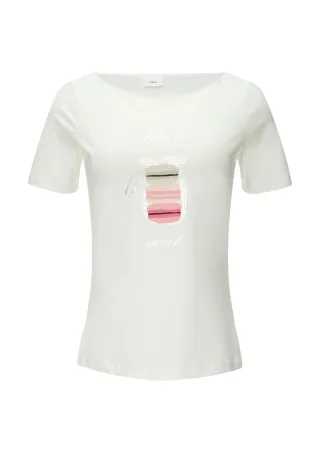 s.Oliver BLACK LABEL - T-Shirt mit Frontprint weiß - Gr. - 40