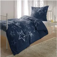 BETTWARENSHOP Bettwäsche Sterne, Biber, 2 teilig, warme weiche Kuschelsterne