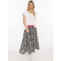 Zwillingsherz Maxirock "Classic Zebra" Zebramuster, Gummizug mit Schrift, leichtes Material, knöchellang