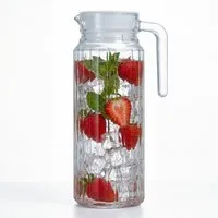 BigDean Wasserkrug Kühlschrankkrug 1,1 Liter Glaskrug mit Deckel, (Packung, 1-tlg., Wasserkaraffe), Feststizender Deckel, Schlanke Form, Robustes Borosilikatglas