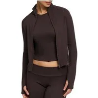 cfab Sweatjacke Cotton Body Fitted Zipper Jacke-Brown Dark-S (1-tlg)