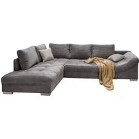 luma-home Ecksofa 17202-OTTO, mit Bettfunktion B298/T202/H84 cm, Liegefläche 154x227 cm, Wellenunterfederung, Ottomane links, Bezug Cord Grau