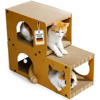 Roxlin Katzenhaus Katzen Kratzmöbel TV-Modell – Kratzhaus & Kratzbrett Karton Katzenhaus