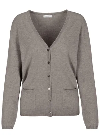 CLARINA - NOS Cardigan, V-Ausschnitt 706 taupe mel. - Gr. - 38