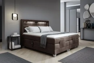 Boxspringbett Elektrisch Bett DAVIDE 200x200cm in Stoff Fresh Schokobraun