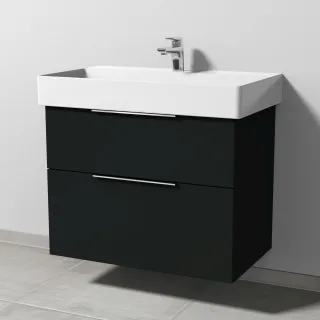 Sanipa 3way Waschtischunterbau zu Duravit Dura Square Waschtisch mit 2 Auszügen, Vulkan-Matt UP4281V