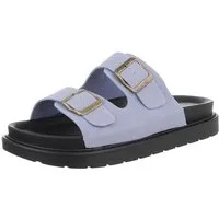 Ital-Design Moderne Damen-Sandalen mit Schnallen für Freizeit Plateausandaletten (88828334) Flach Pantoletten in Hellblau