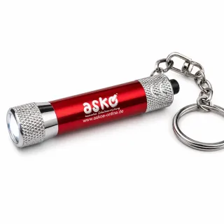 LED Taschenlampe | ASKÖ | Rot | Schlüsselanhänger | Aluminium | Mini Taschenlampe | Schlüsselring | EDC | Notlicht | Kompakt