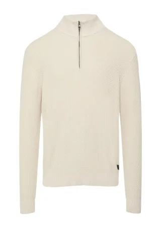 s.Oliver Red Label - Strukturierter Strickpullover mit Troyerkragen weiß - Gr. - XXL