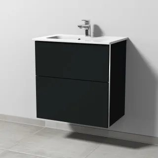 Sanipa 3way Waschtischunterbau zu Duravit ME by Starck Waschtisch mit 2 Auszügen, Vulkan-Matt BP7221V