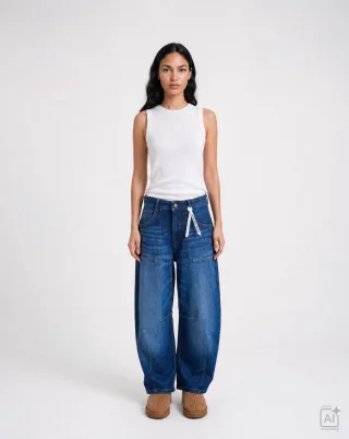 Smith&Soul - Barrel Leg Denim Pants dark denim - Gr. - S