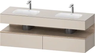 Duravit Qatego Einbauwaschtisch mit Konsolenwaschtischunterbau Taupe Matt 1600x550x600 mm - QA479705 QA4797055910000