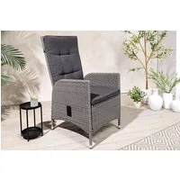 riess-ambiente Gartenstuhl SYLT grau - Outdoor-Stoff, Rattan, Armlehne, inkl. Kissen, wetterfest (Einzelartikel, 1 St), mit verstellbarer Rückenlehne - ideal für Terrasse, Balkon oder Garten