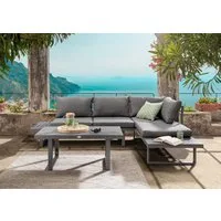 Destiny Gartenlounge-Set SEA POINT Multifunkt.-Loungeset anthrazit, Tisch: 110x58x45/68cm, (Set, 15-tlg., 2 Sofa/Liegen inkl. Polster, 1 höhenverstellb. Tisch mit Glasplatten), Aluminium