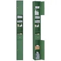 SoBuy Hochschrank BZR34 Badezimmerschrank Hochschrank Schmal Badschrank für kleine Bäder Badkommode, mit verstellbare Ablagen Platzsparender, Waschbecken, WC