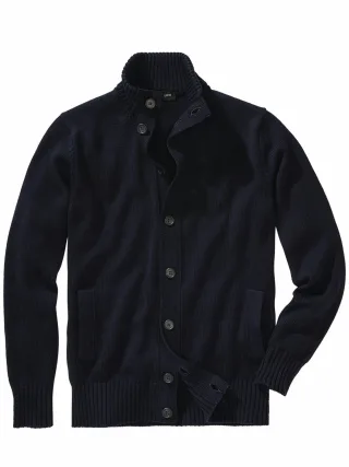 Mey & Edlich Herren Sternstunden-Cardigan Blau 100 % Schurwolle (Merino)