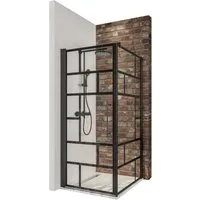 Schulte Eckdusche Alexa Style 2.0, BxT: 80x80 cm, Sicherheitsglas, Dekor Atelier 1 schwarz Drehtür Seitenwand 192 cm