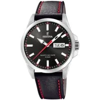 Festina Quarzuhr F20358/4, Armbanduhr, Herrenuhr, Damenuhr, Lederarmband, Datum