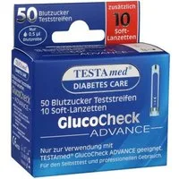 Sebapharma GmbH & Co.KG Blutzucker-Teststreifen TESTAMED GlucoCheck Advance 50 Teststreifen mit 10 Lanzetten, 1 Pck., 1 Packung, 50-tlg.