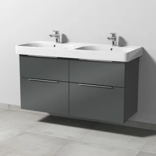 Sanipa 3way Waschtischunterbau zu Geberit Smyle Square Waschtisch mit 4 Auszügen, Anthrazit-Glanz UF67479
